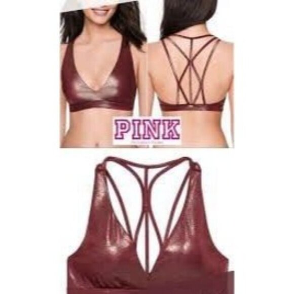 PINK Victoria’s Secret Ultimate Sports Bra Shiny Size Medium - Picture 1 of 7